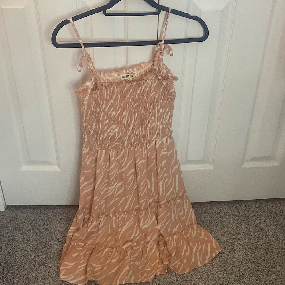 Pink Zebra Print Preppy Sun Dress Light Pink